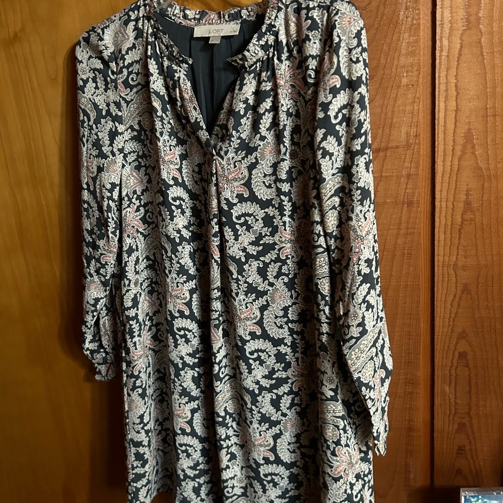 LOFT Black Paisley V-Neck dress
